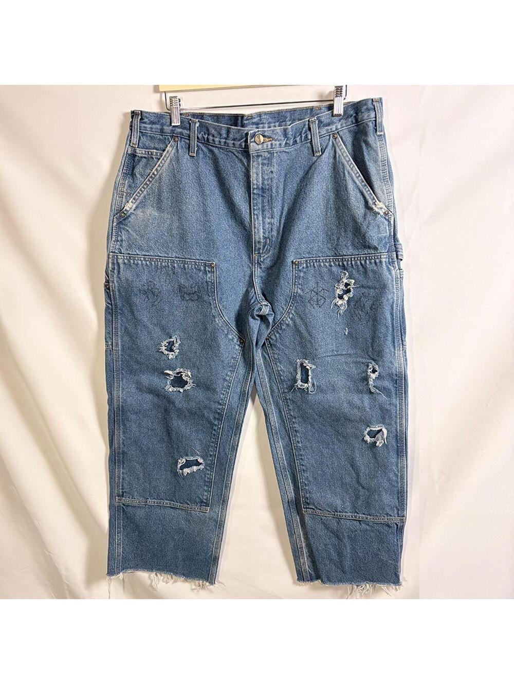 Carhartt 873 DST Original Dungaree Fit Distressed Carpenter Jeans 40x32